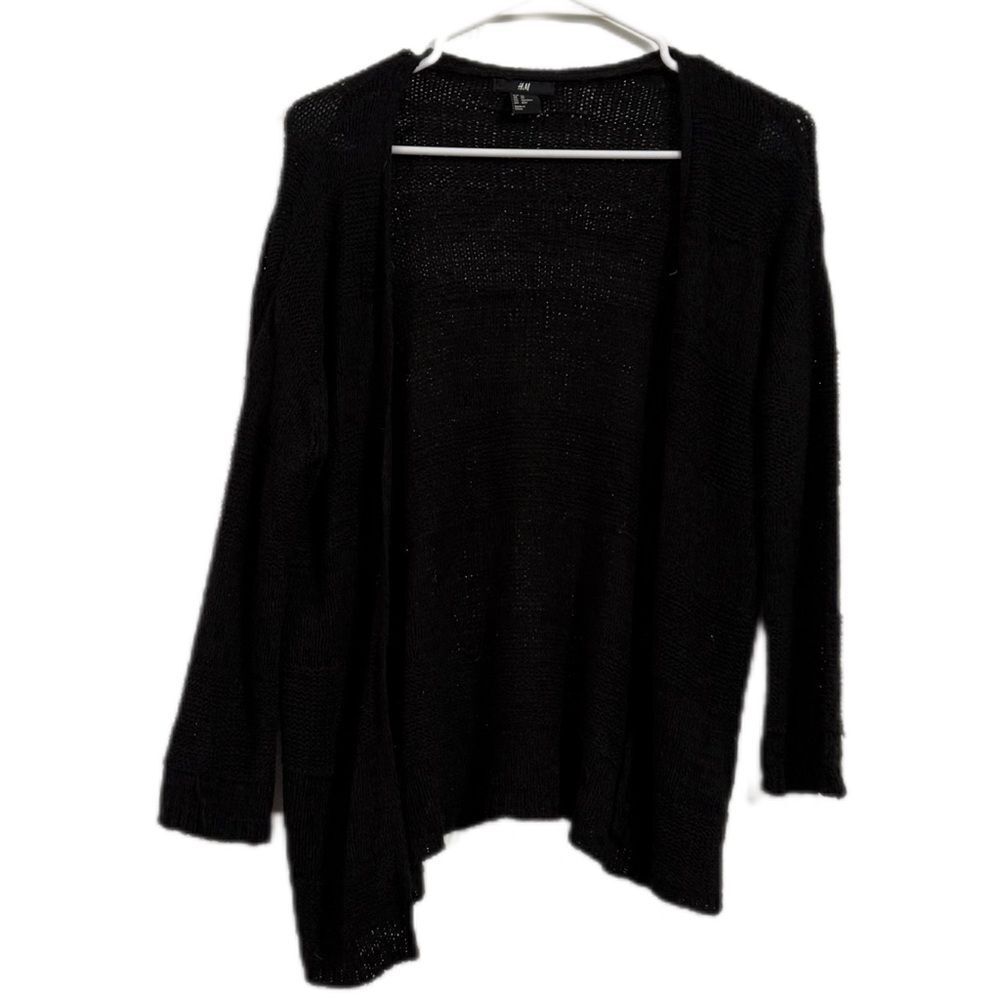 H&M Black Cardigan Sweater Open Front‎ Long Sleeves